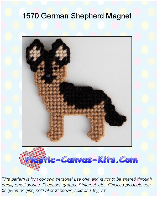 German Shepherd Dog Magnet-Plastic Canvas Pattern or Kit