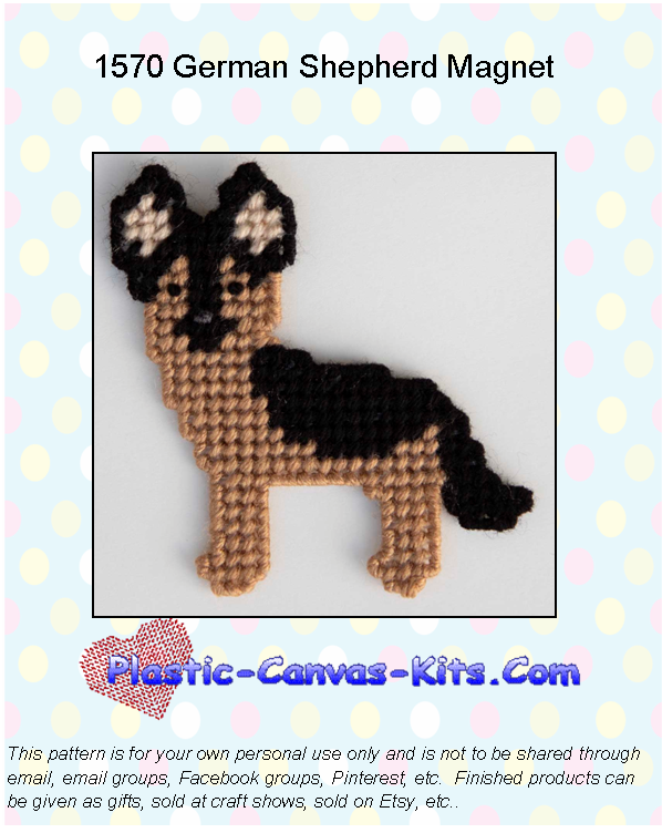 German Shepherd Dog Magnet-Plastic Canvas Pattern or Kit