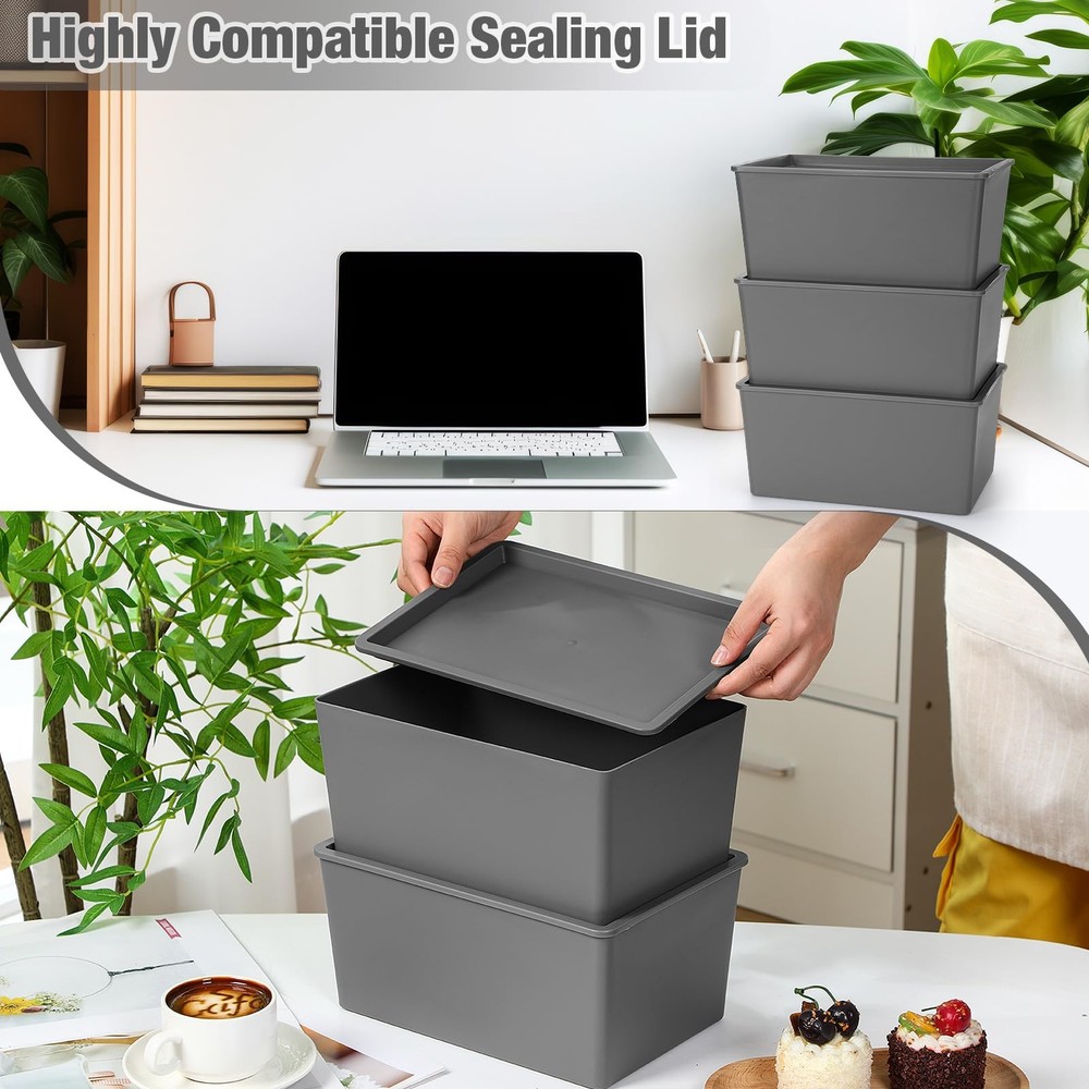 6 Pcs Storage Bins with Lids Small Plastic Storage Containers Stackable Stori...