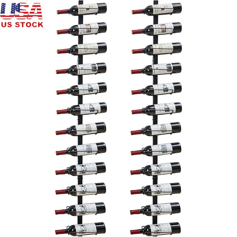 Wall Mounted Wine Rack Bottle Set Sturdy Metal Storage Organizing Display New