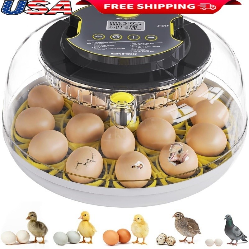 Automatic Egg Incubator 360° View Humidity Control Egg Turner Candling System US