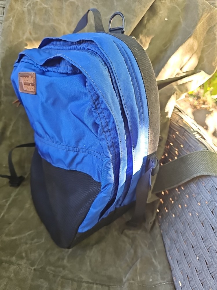 Needlework Backpack For Crafters Storage Canvas Many Pockets Blue