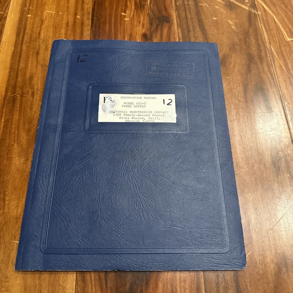 Universal Electronics Model C22-2 Power Supply Instruction Manual