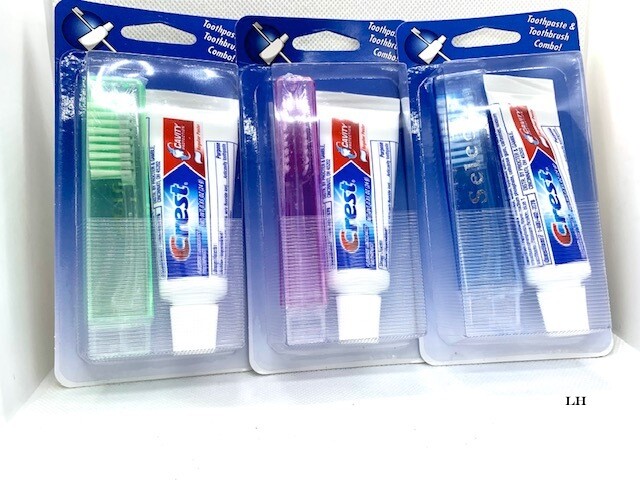 Toothpaste Crest & Toothbrush Set ( 3 Pack Travel size )