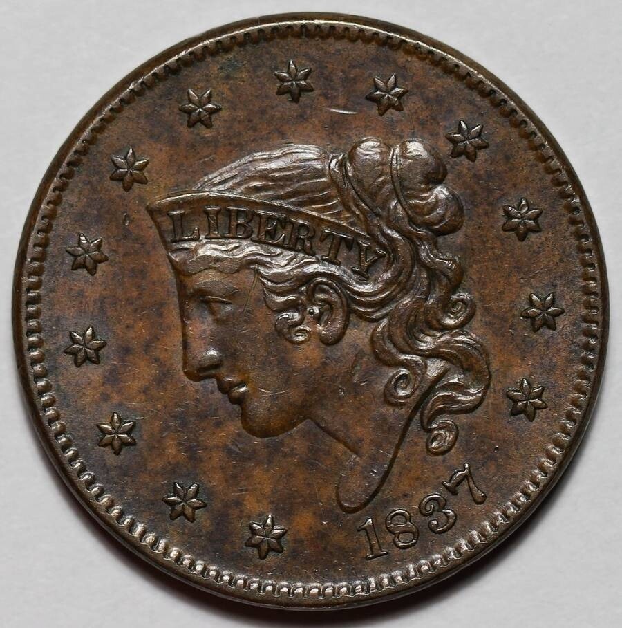 1837 Coronet Head Large Cent - Medium Letters - US 1c Copper Coin