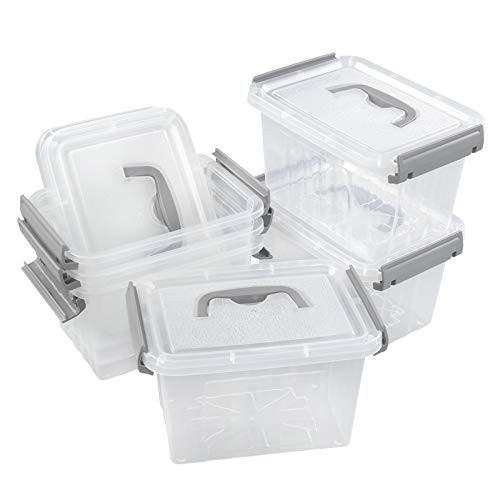 3.5 Quart Clear Storage Bins - Stackable Plastic Containers with Lids & Handles,