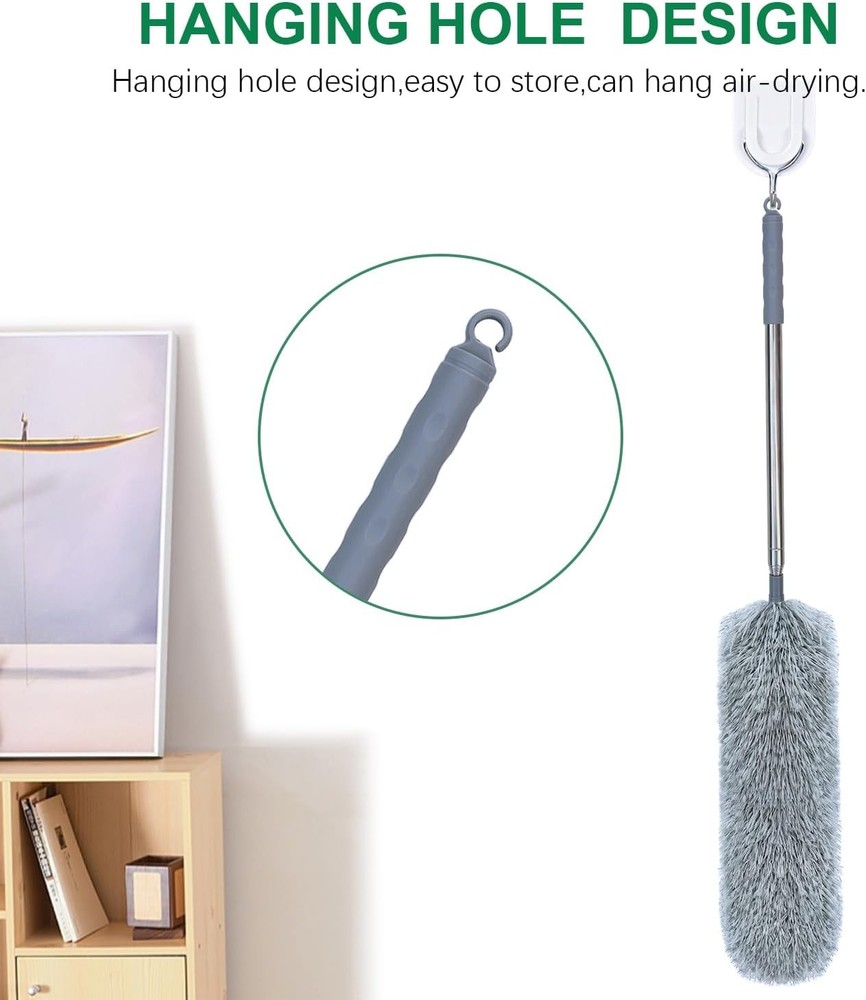 Microfiber Feather Duster with Extendable Pole, 100-inch Extra-Long Dusters Tele