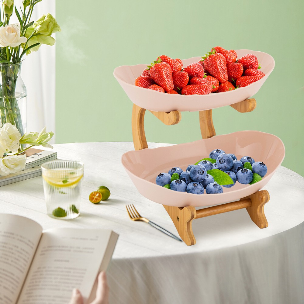 2 Tier Fruit Bowl, Fruit Basket Stand, Fruit Serving Tray