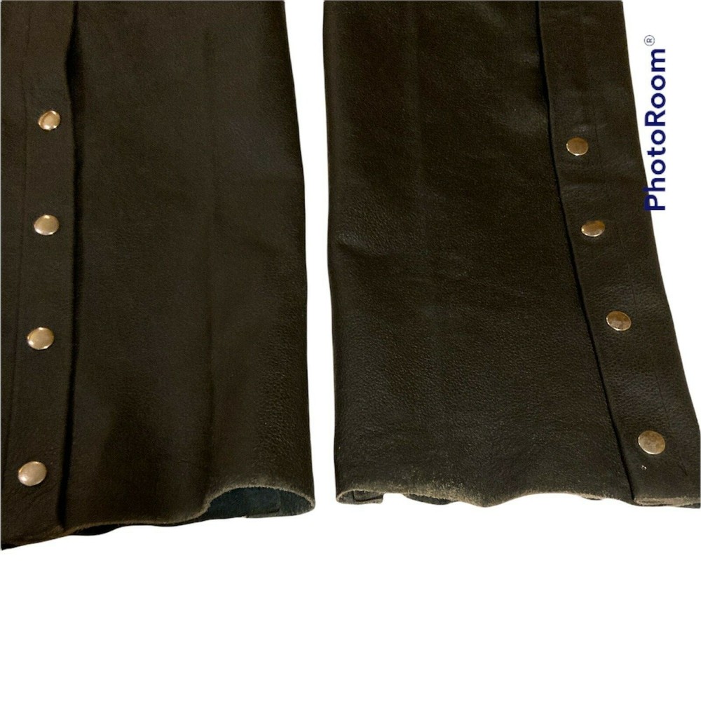 Genuine Leather Chaps . Size M . Black . Motorcycle Biker