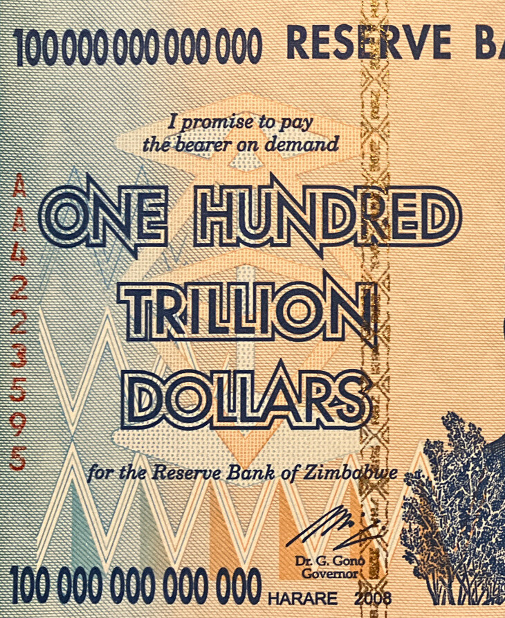 Zimbabwe 100 Trillion Dollars. Genuine. Dated 2008. Unc. AA Prefix