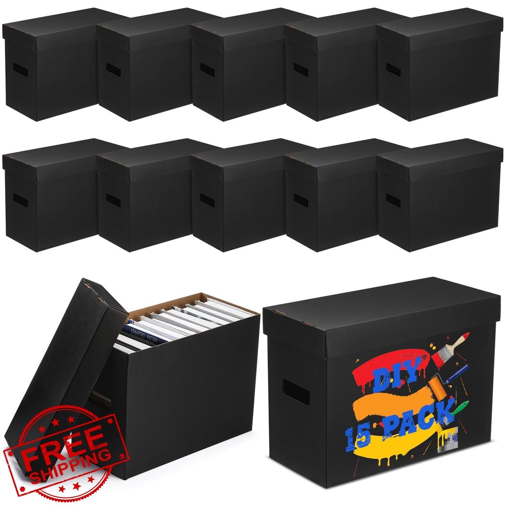 Fuyoooo Comic Book Storage Boxes 15pk Black Short Bin 150 Comics