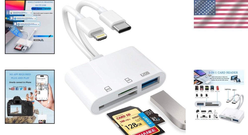 Multi-Platform USB C SD Card Reader for iOS/Android - Fast Plug & Play Access