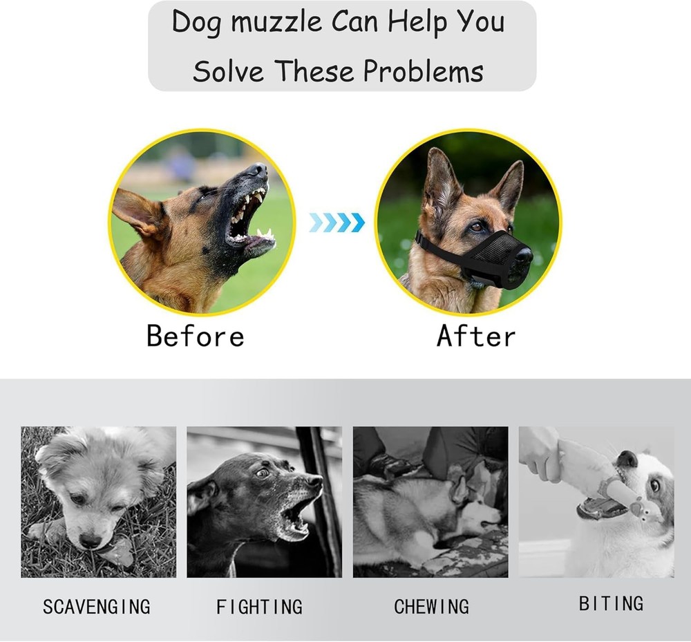 Dog Muzzle,Soft Air Mesh Muzzle Medium Large Dogs to Prevent Biting Barking