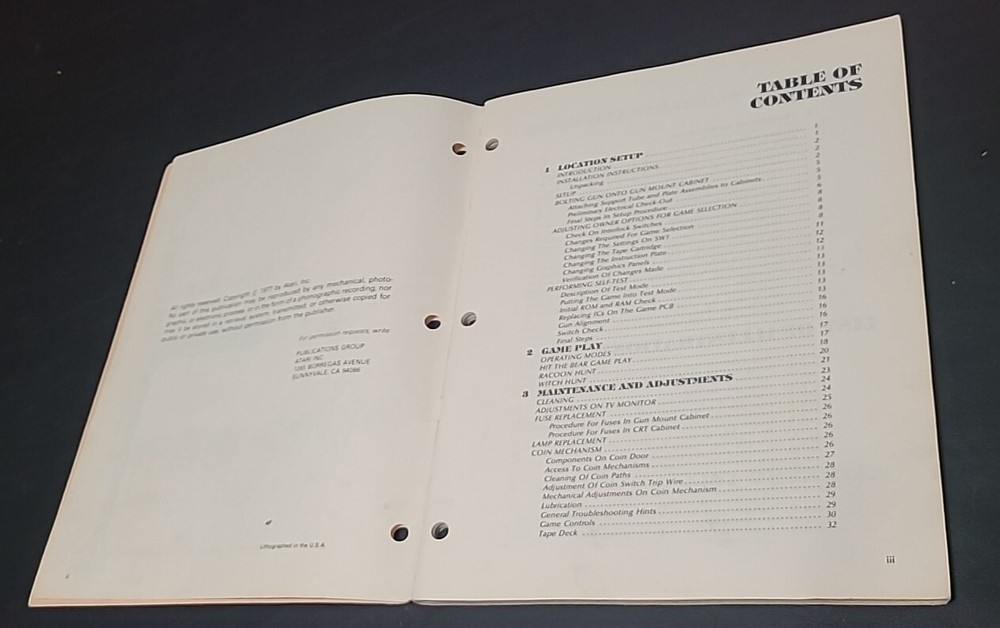 Triple Hunt Atari Arcade Manual, 1st Printing