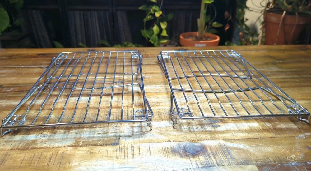 2 Folding Metal Kitchen Pantry Wire Organizer Shelfs