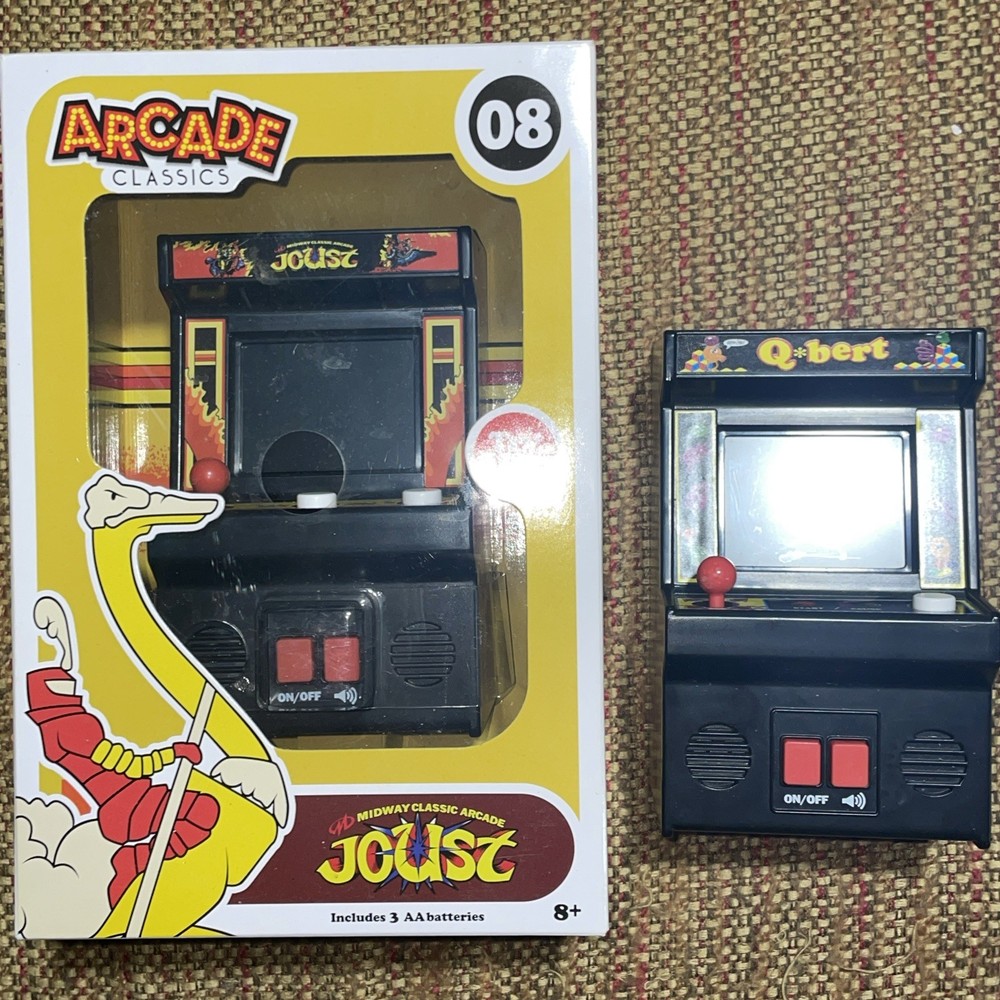 Basic Fun Arcade Classics JOUST (works) & Q-Bert (needs repair) Mini Cabinet