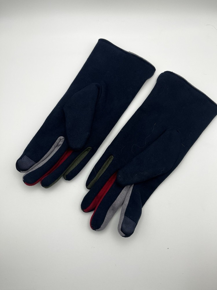 Suede Driving Gloves Navy Blue Multi-color
