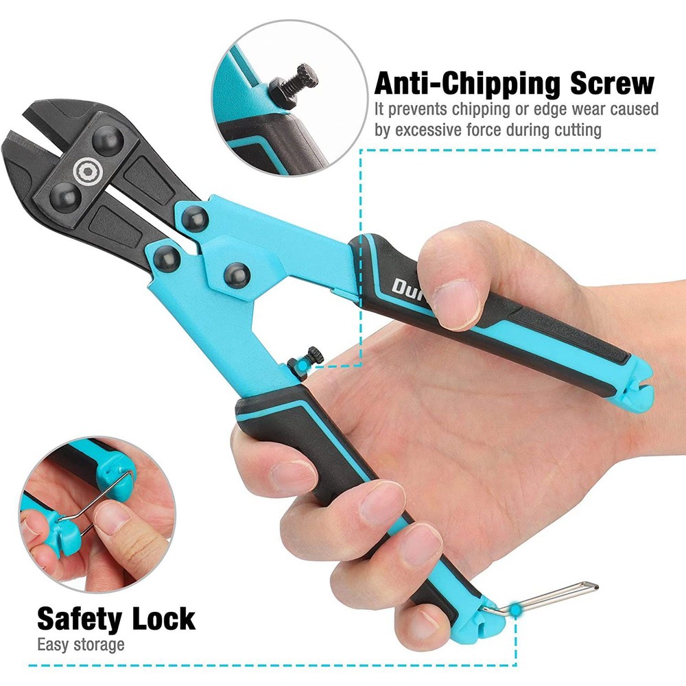 DURATECH 8" Bolt Cutter for Wire Cable Security Lock Chrome Vanadium Steel Blade
