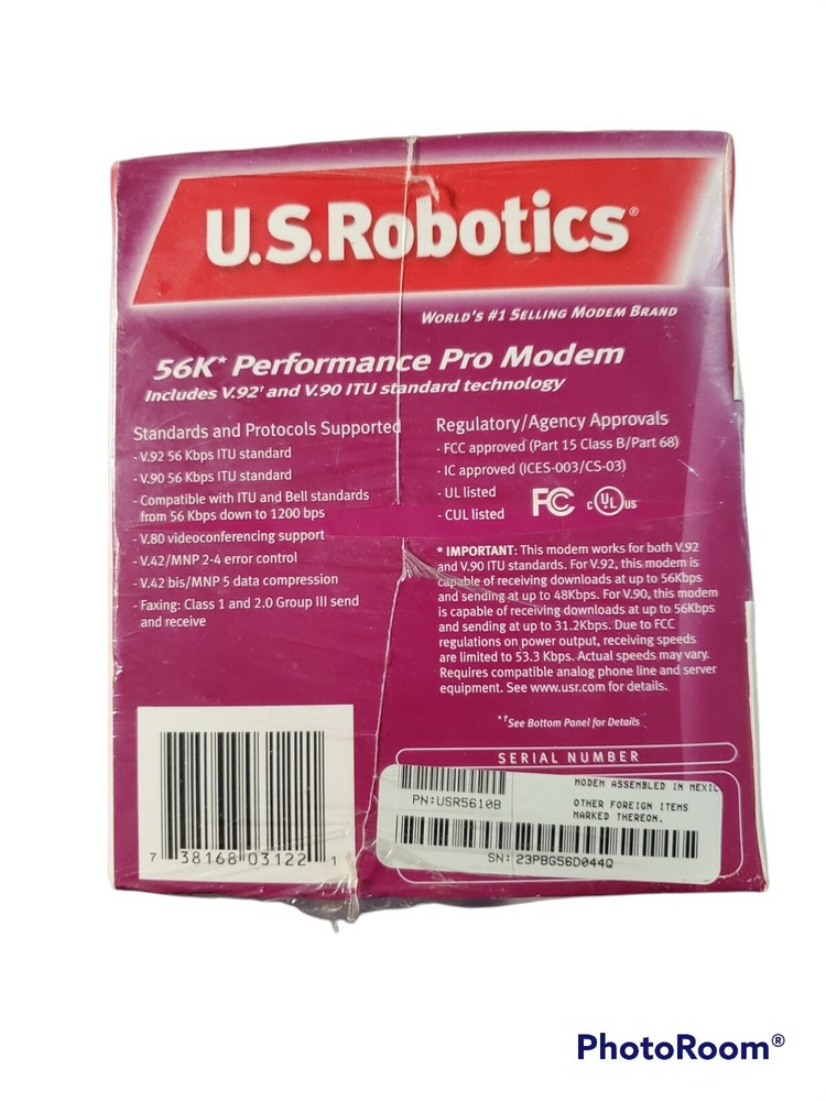 New USRobotics USR5610B 56 Kbps Performance Pro Modem Robotics
