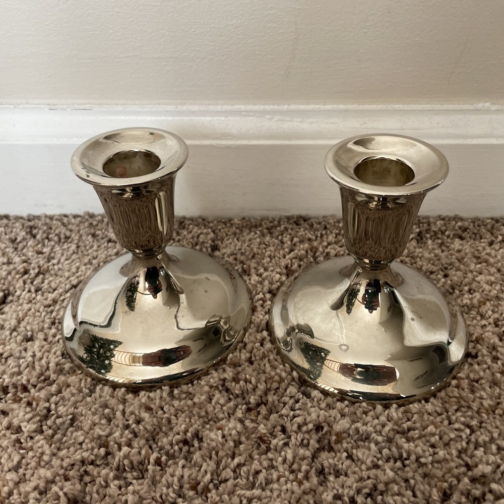 Wm. A. Rogers Silver Plated Candle Holders, weighted base