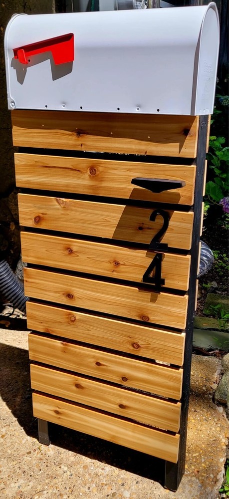 Cedar Mailbox Post, Black frame (Handmade) FREE SHIPPING!