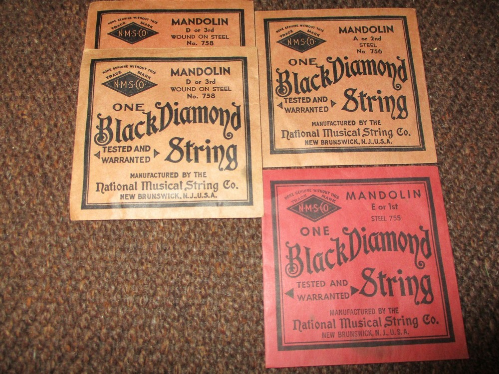 Lot 4 Vintage NATIONAL MUSIC STRING Mandolin Strings 2x D, A & E New In Package