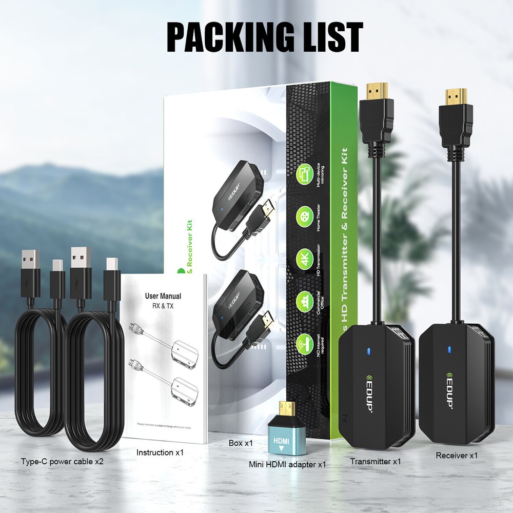 50M/30M HDMI Wireless Extender Video Transmitter & Receiver Kit TV Stick Share