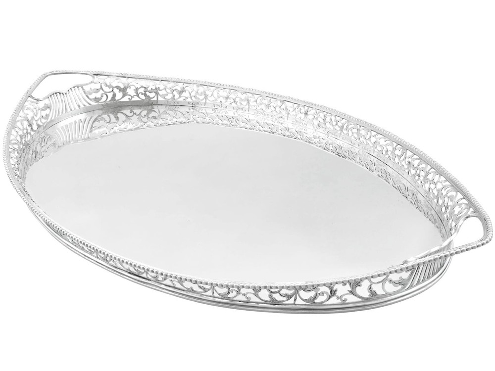 Antique Dutch Silver Gallery Tea Tray