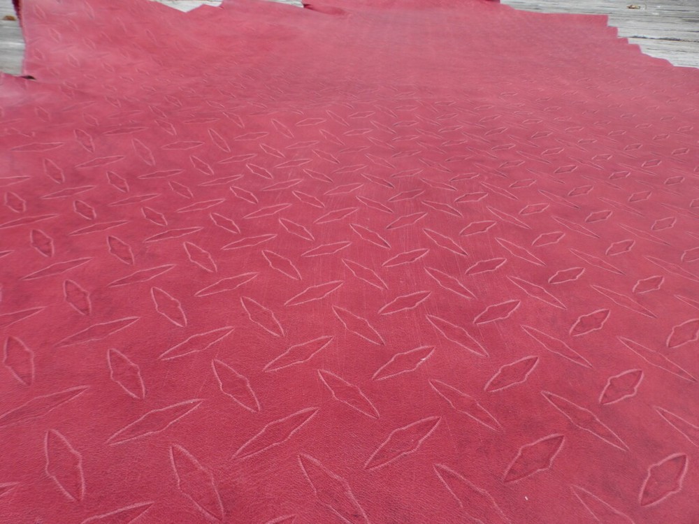 Cowhide leather 1/2 hide Bordeaux Embossed Decorative Sheet Metal Pattern 3-4 oz
