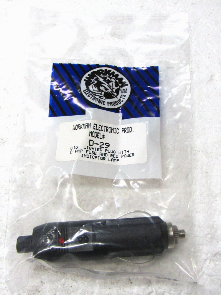 Cigarette Lighter Male Plug Replacement 2 Amp Fuse & Red Power Indicator Lamp