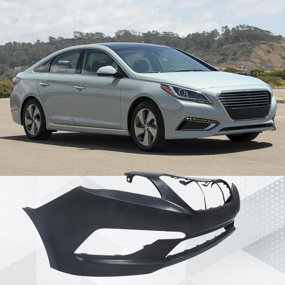 Front Bumper Cover Plastic Primered Replacement for 2015-2017 Sonata 2.4L