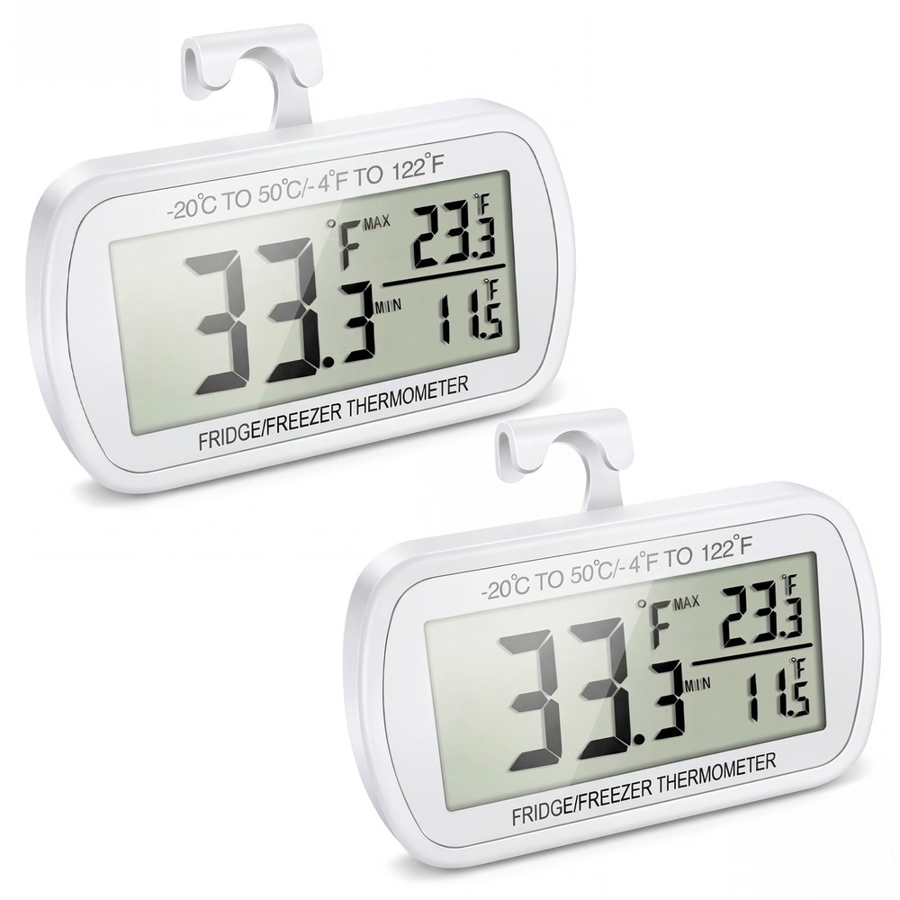 Waterproof Refrigerator Fridge Thermometer, Digital Freezer Room White