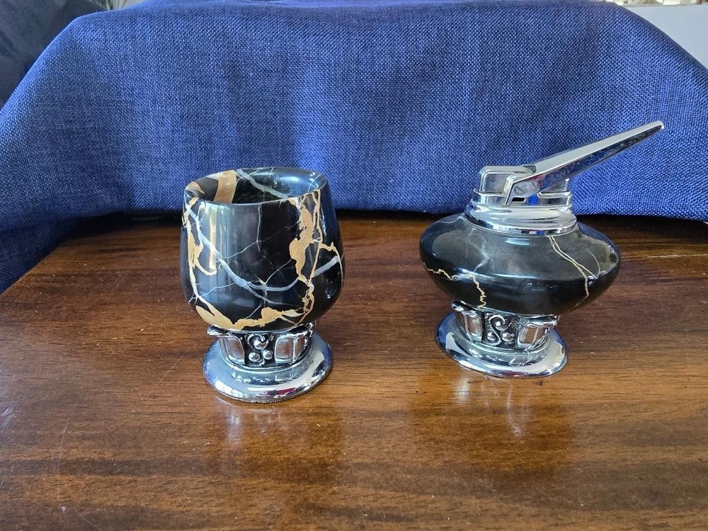 Ronson Nordic marble lighter and cigarette holder
