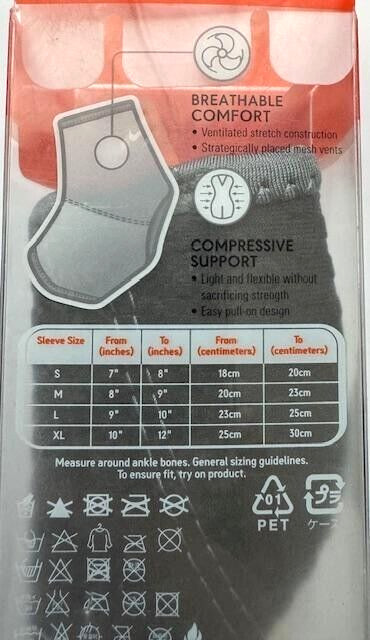 Nike Ankle Sleeve Adult Medium Black Compressive Support Small