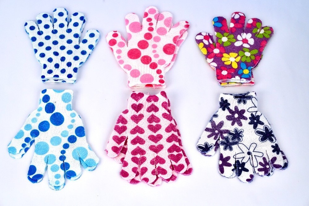 Ideal Bath - Luxury Bath Scrub Gloves Printed Multi-Bundle (6 & 12 Pack)