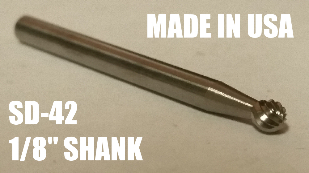 SD42D Ball Shape SOLID Carbide Burr Bur Cutting Tool Die Grinder Bit 1/8"