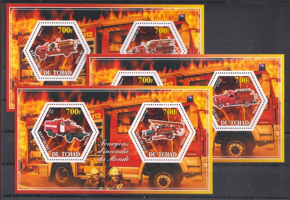 FIREFIGHTERS ENGINES  CHAD 2014 MNH  -  R.1413