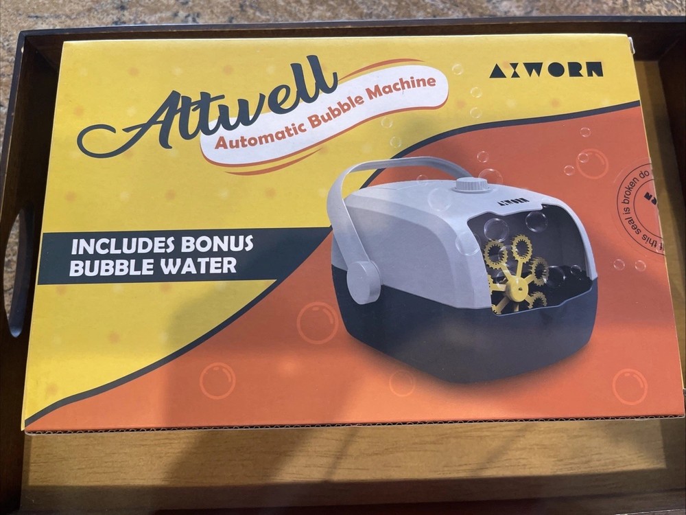 ATTWELL AUTOMATIC BUBBLE MACHINE INCLUDES BONUS BUBBLE BOTTLE NEW