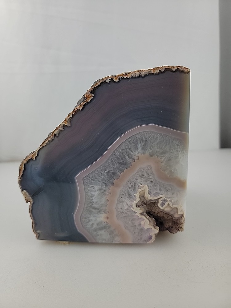 5" Geode Bookend Multicolor Stone Crystal 4 Lb Corner Slice Rock Decor