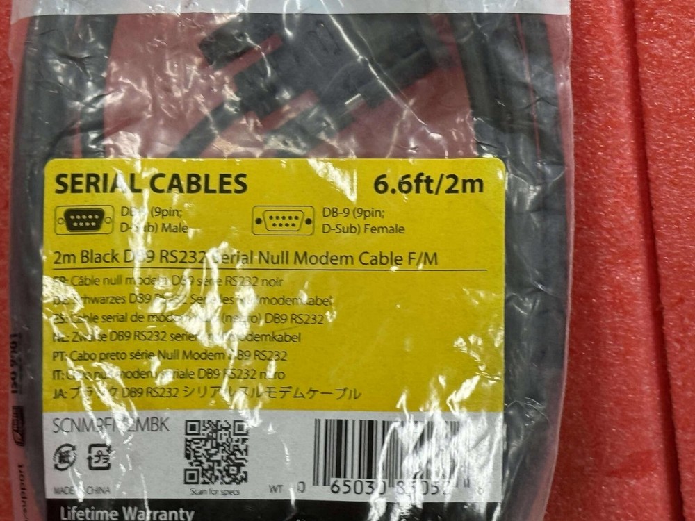 StarTech SCNM9FM2MBK DB9 RS232 Serial Null Modem Cable 2M BLACK
