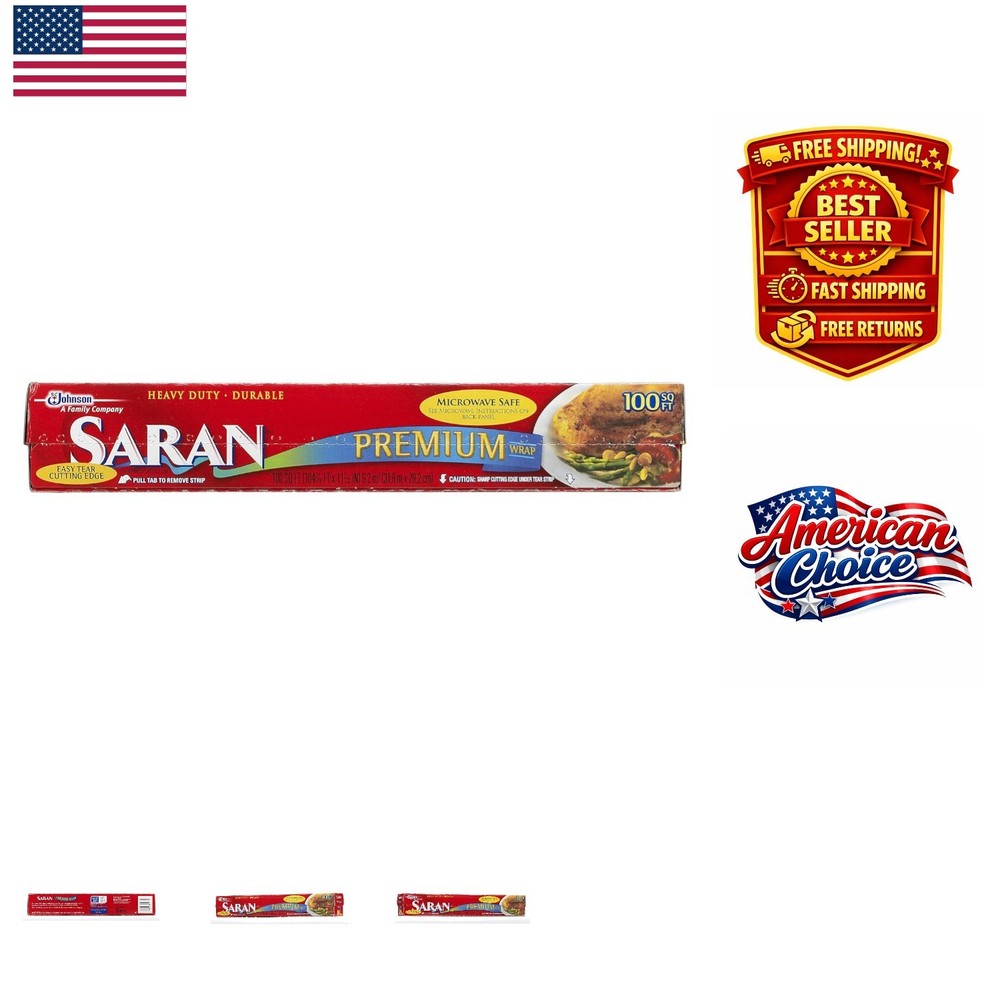 Saran 100 Sq Ft  Plastic Wrap - Superior Moisture Locking and Freshness