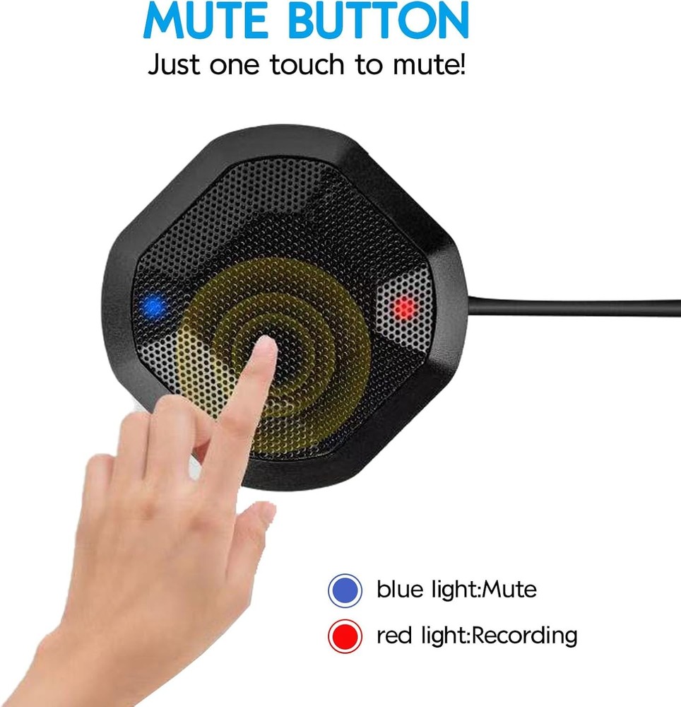 360° Computer Microphone for Desktop , USB Conference PC Mic, Noise-Canceling T