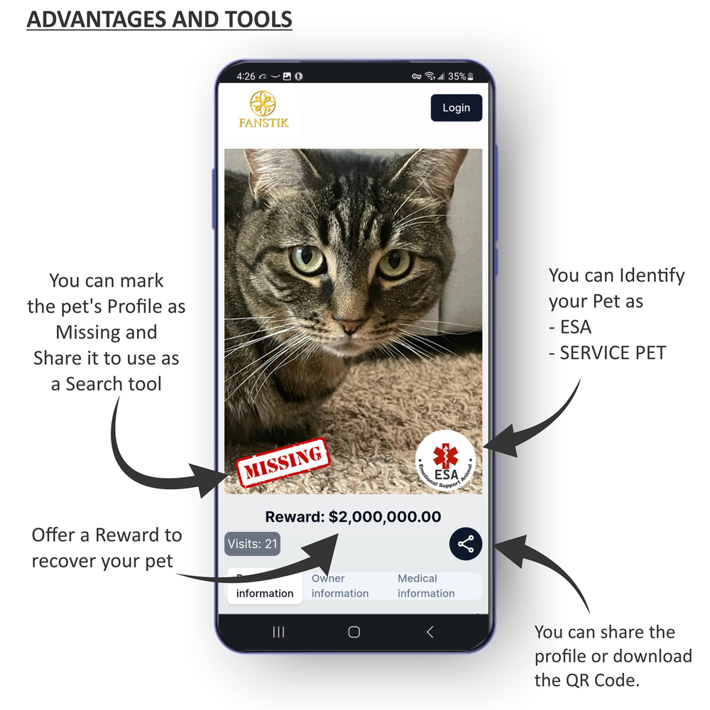 Personalized QR Code Pet Id Tag Made in USA - Custom Tag & Web App. Illustration
