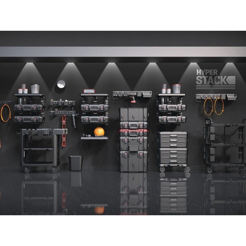 Heavy Duty Storage Organizer Box 3 Piece Modular Rolling Toolbox System Black US