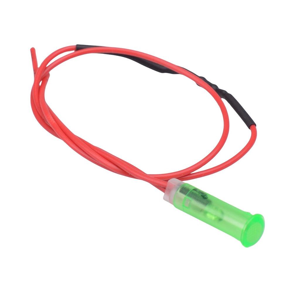 Green 12V Prewired LED 6mm Panel Indicator Light