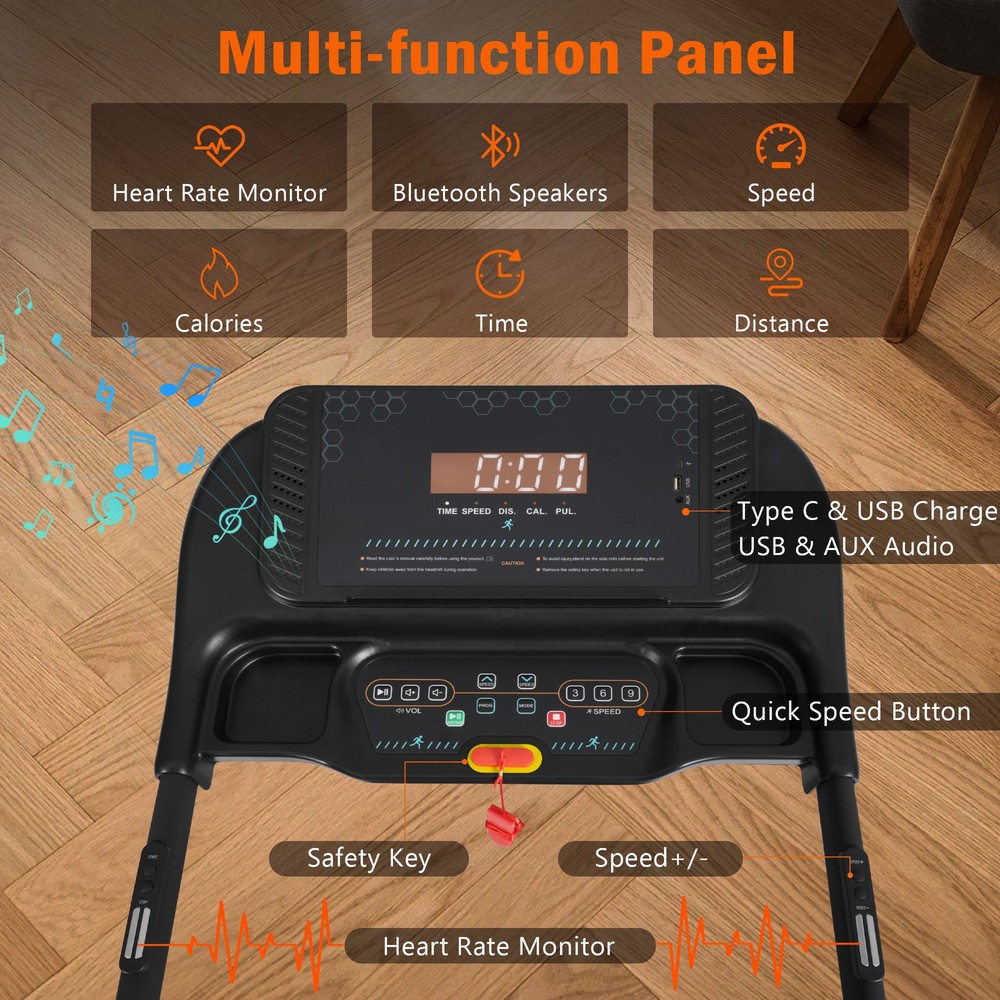 Hydraulic System Auto-Folding Treadmill with Incline Walking Running Machine New