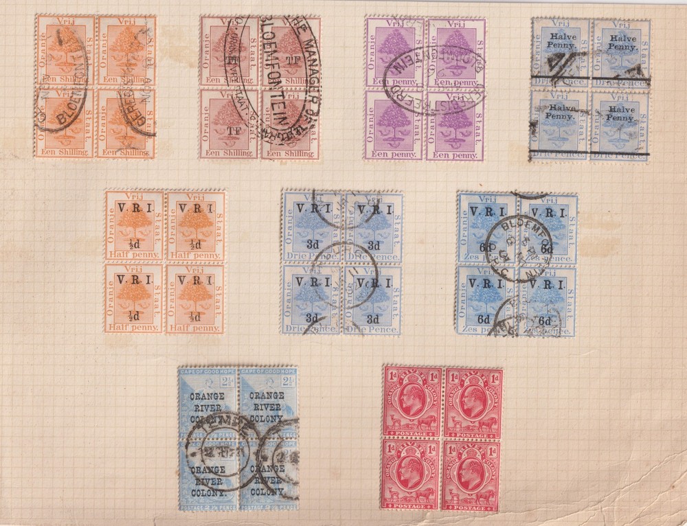 Orange Free State Blocks - Mostly Used (hinged on Page)