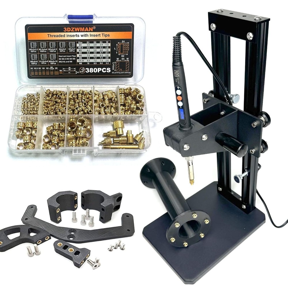 Compact Vertical Heat Press Tool - 500°C, 380PCS Inserts & Interchangeable Tips