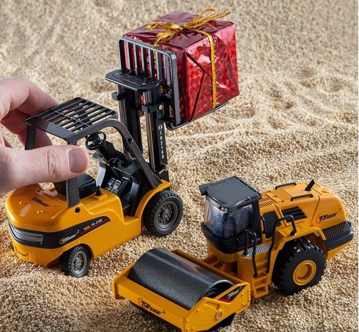 Top Race Diecast Construction Set Forklift and Road Roller Set (TR-162)