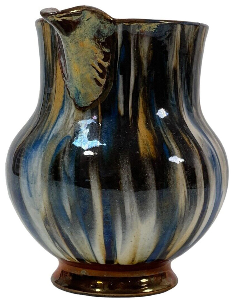 5.5" Mid 19th C British Marbleized Multicolor Copper Luster Pitcher Creamer